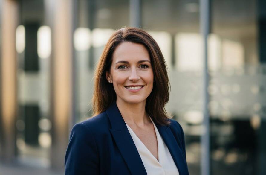 A powerful and confident professional, expertly lit, looking directly at the camera in a modern studio setting in Wantirna South, embodying how to elevate your professional image with Wantirna South headshots, captured with a cinematic, color-graded feel.