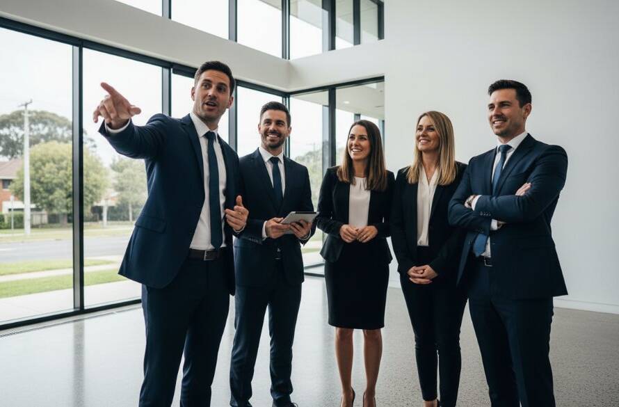 An epic moment capturing a diverse team of professionals in Bulleen, Victoria, looking confident and collaborative in a modern office, showcasing the impact of Elevating Bulleen Businesses with Dynamic Corporate Photography with dramatic, cinematic lighting.