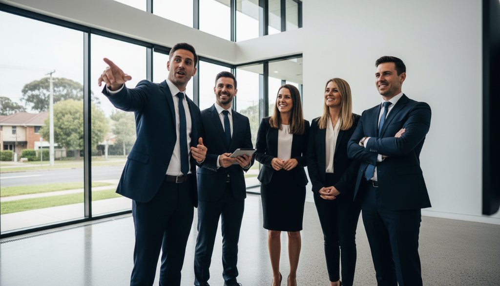 An epic moment capturing a diverse team of professionals in Bulleen, Victoria, looking confident and collaborative in a modern office, showcasing the impact of Elevating Bulleen Businesses with Dynamic Corporate Photography with dramatic, cinematic lighting.
