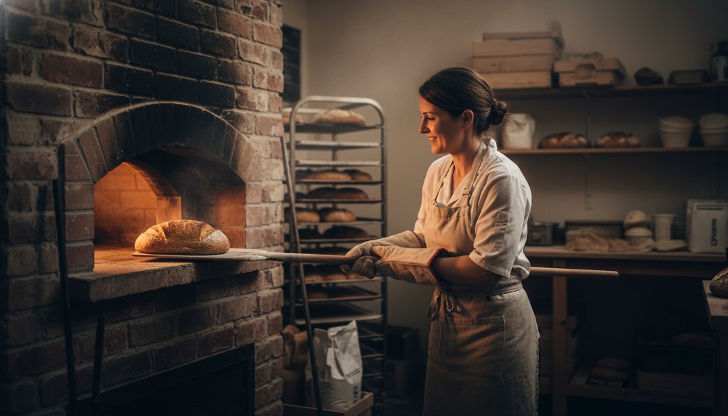 Epic moment of a passionate Eumemmerring artisan, a potter, confidently showcasing a beautifully crafted ceramic piece in their sun-drenched workshop, dramatic backlighting highlighting the textured clay and their focused expression, symbolising elevating Eumemmerring small business branding photography.