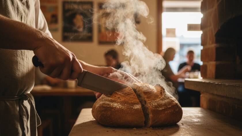 Dramatic close-up of a perfectly plated, steaming gourmet dish, possibly a locally sourced lamb shank with root vegetables, on a rustic wooden table inside a cozy Junction Village restaurant, bathed in warm, soft overhead light, capturing the delicious texture and steam, symbolizing professional elevating Junction Village restaurant food photography Victoria.