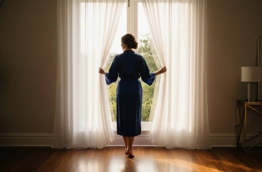 A stunning close-up portrait of a woman's silhouette against soft morning light in a luxurious Glen Waverley studio, embodying the empowering boudoir photography Glen Waverley studio experience with grace and confidence.