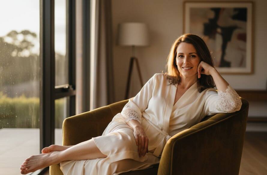 An exquisite close-up of a woman's serene face, softly illuminated by natural window light filtering into a elegant Park Orchards home, embodying 'Empowering Boudoir Photography Park Orchards Victoria' with a sense of peaceful confidence and timeless beauty.