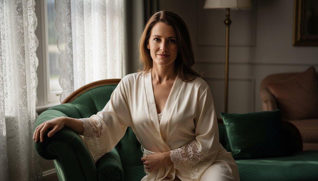 A stunning, dramatically lit boudoir portrait of a woman in Scoresby, Victoria, showcasing empowered confidence and grace. She is beautifully posed near a window, with soft, ethereal light highlighting her form, embodying the essence of empowering boudoir photography Scoresby VIC.