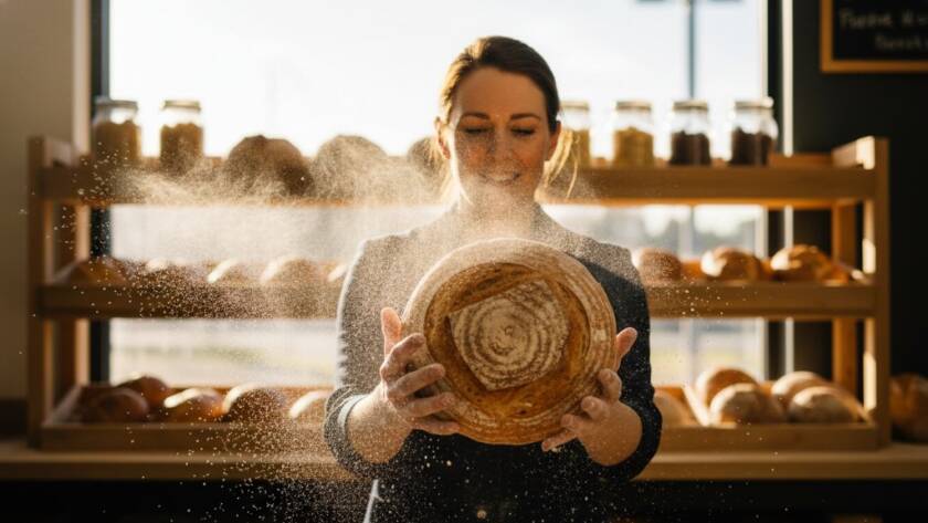 Dynamic Endeavour Hills commercial photography for small businesses, capturing a chef passionately plating a gourmet dish in a modern kitchen with dramatic backlighting, showcasing brand expertise.