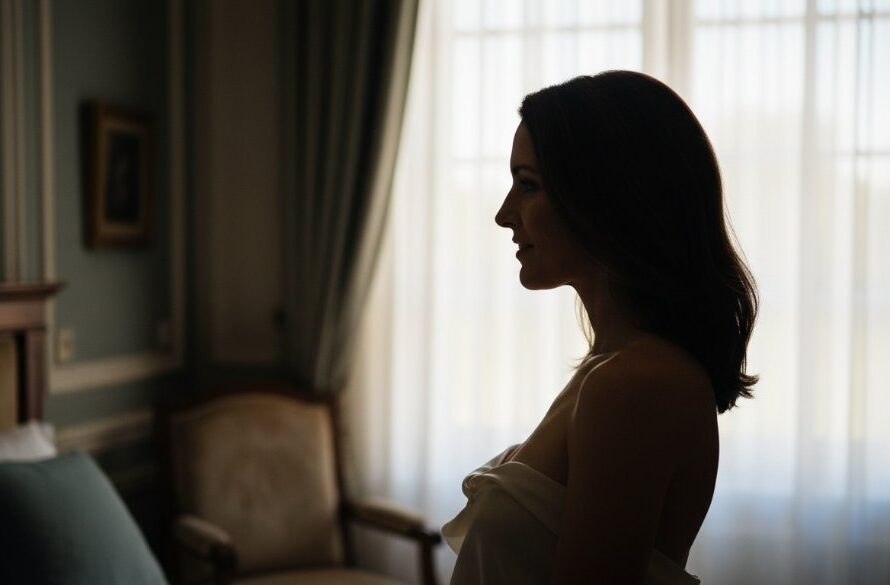 An exquisite and empowering Epsom Victoria boudoir photography portrait of a woman bathed in soft, ethereal light, draped in sheer fabric, exuding confidence and grace in a luxuriously styled setting, captured with dramatic lighting and professional colour grading.