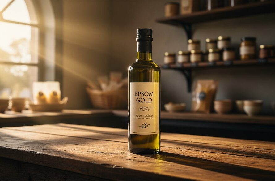 An inspiring 'epic moment' photograph showcasing a vibrant, locally sourced product (perhaps gourmet coffee beans or artisanal bread) artfully arranged on a rustic wooden table in a sun-drenched Epsom, Victoria, cafe setting, highlighting the essence of Epsom Victoria product lifestyle photography.