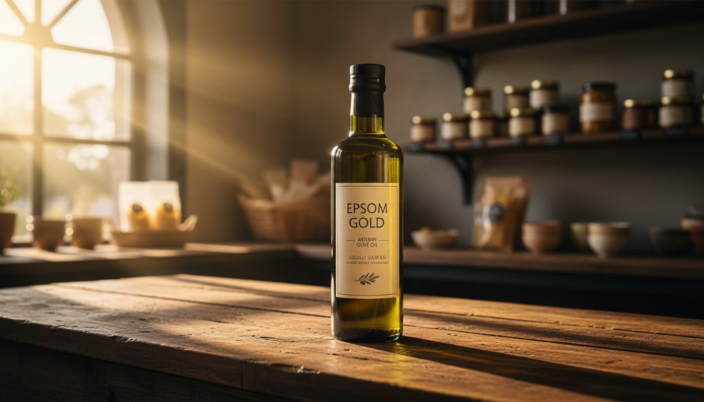 An inspiring 'epic moment' photograph showcasing a vibrant, locally sourced product (perhaps gourmet coffee beans or artisanal bread) artfully arranged on a rustic wooden table in a sun-drenched Epsom, Victoria, cafe setting, highlighting the essence of Epsom Victoria product lifestyle photography.