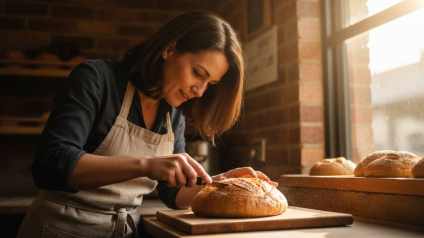 An inspiring shot of a local artisan in Eumemmerring meticulously crafting a product, bathed in dramatic natural light, capturing the essence of Eumemmerring editorial photography for impactful brand stories.