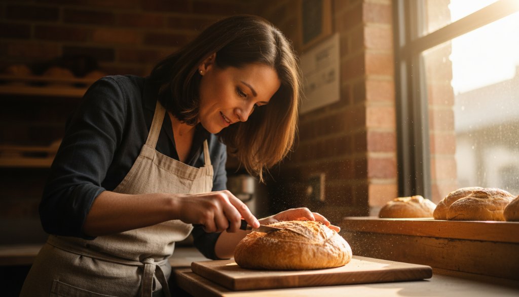 An inspiring shot of a local artisan in Eumemmerring meticulously crafting a product, bathed in dramatic natural light, capturing the essence of Eumemmerring editorial photography for impactful brand stories.
