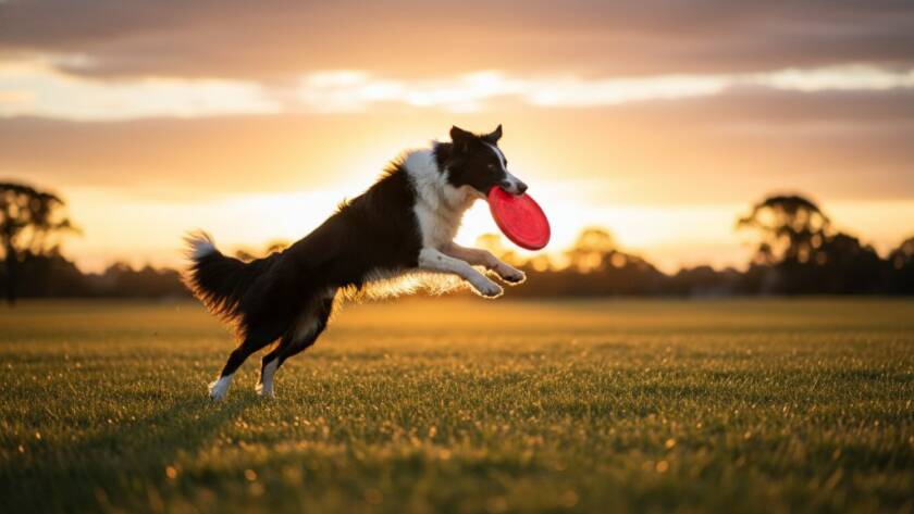 A majestic golden retriever joyfully leaping through golden afternoon sunlight in a sprawling Eumemmerring park, captured as part of Eumemmerring pet photography vibrant outdoor portraits, showcasing its exuberant personality.