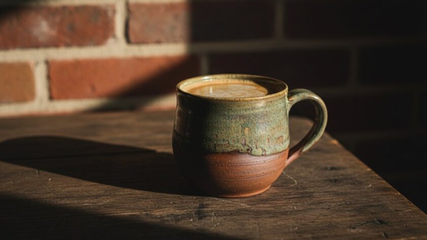 An 'epic moment' shot capturing a beautifully lit artisanal pottery piece from a local Newborough business, expertly styled against a minimalist backdrop with dramatic shadow play, showcasing 'Exceptional e-commerce product photography Newborough, Victoria'.