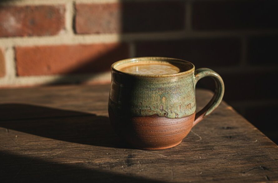 An 'epic moment' shot capturing a beautifully lit artisanal pottery piece from a local Newborough business, expertly styled against a minimalist backdrop with dramatic shadow play, showcasing 'Exceptional e-commerce product photography Newborough, Victoria'.