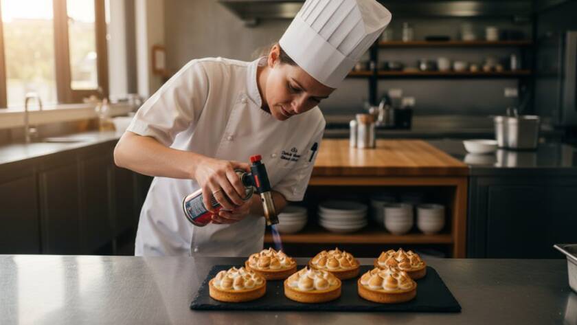 A vibrant, professionally styled shot showcasing exceptional food photography Doncaster East Victoria, with a chef meticulously garnishing a gourmet dish in a sun-drenched cafe interior, capturing the artistry and freshness.