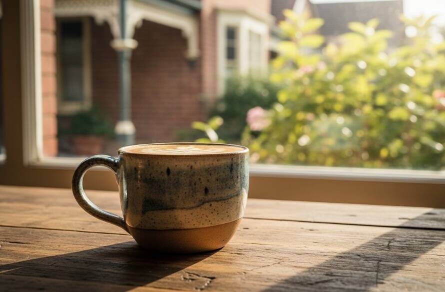 A dramatic and captivating close-up of a handcrafted ceramic vase, showcasing exceptional Murrumbeena product photography for e-commerce, bathed in golden hour sunlight filtering through a studio window, highlighting its unique texture and exquisite form against a subtly blurred artisan workshop background in Murrumbeena.
