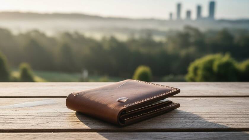 Exceptional Product Photography Doncaster East showcasing a beautifully lit handcrafted ceramic mug, artfully arranged on a rustic timber slab at a sun-drenched cafe balcony overlooking the serene Doncaster East landscapes, capturing its exquisite texture and form with dramatic, golden hour lighting.