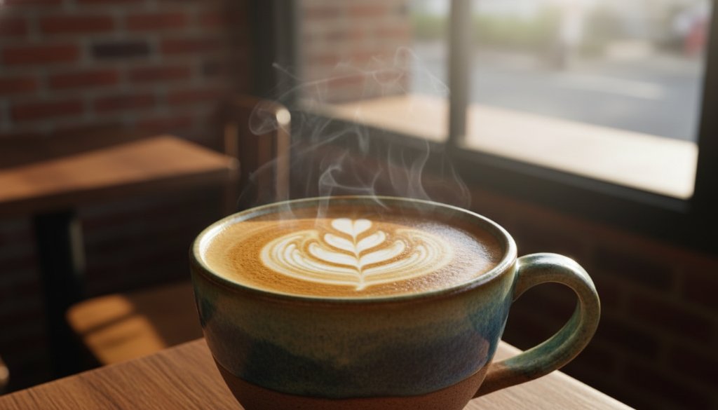 Dynamic, close-up shot of a meticulously styled gourmet coffee product, featuring swirling steam and dramatic backlighting, taken at a vibrant local cafe in Mount Waverley, symbolising exceptional product photography Mount Waverley for e-commerce growth.