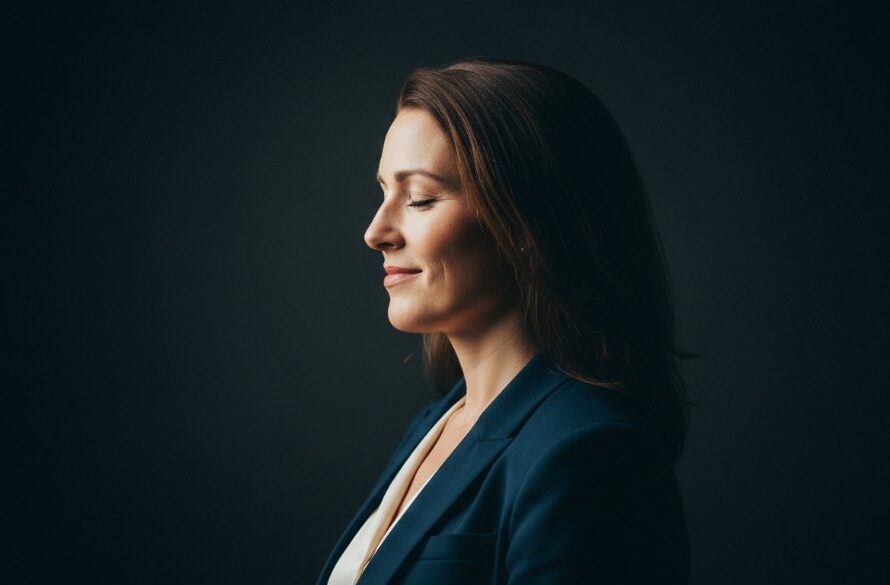 An emotionally resonant, cinematic studio portrait of a young professional woman in Mount Helen, bathed in dramatic, soft key lighting, showcasing her determined yet approachable expression, with a shallow depth of field against a deep charcoal grey backdrop. This epic moment of connection is captured with professional colour grading, perfectly embodying exceptional studio portrait photography Mount Helen.