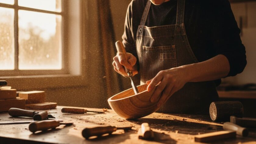 An aerial view of a bustling Buninyong marketplace, showcasing local businesses and vibrant community life, captured with dramatic morning light. Expert Buninyong Commercial Photography for Modern Victorian Brands.