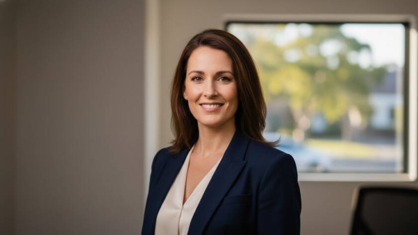 A powerful, cinematic portrait of a professional woman in Mont Albert North, showcasing her confidence and expertise, captured by an expert Mont Albert North professional headshot photographer, with dramatic lighting enhancing her leadership presence.