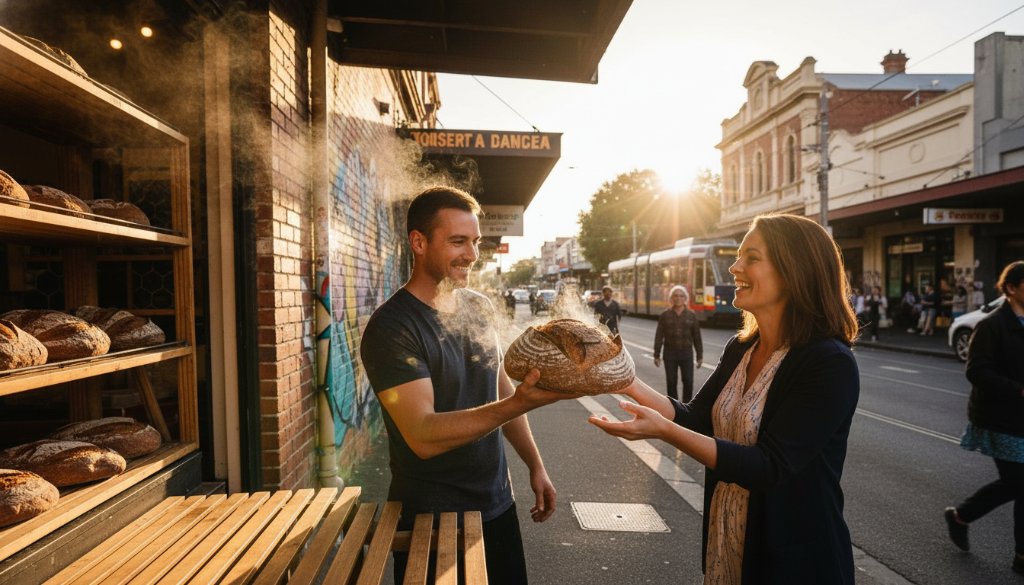 Dramatic wide shot of a local artisanal coffee roaster in Footscray, steam rising from fresh beans, showcasing expert Footscray advertising photography for local businesses with cinematic lighting.