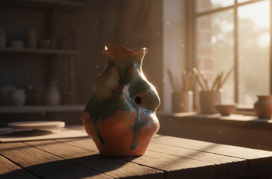 A beautifully composed, dramatically lit photograph showcasing intricate handcrafted ceramic mugs, reflecting the unique essence of Gardenvale artisan product photography, ready for an online store.