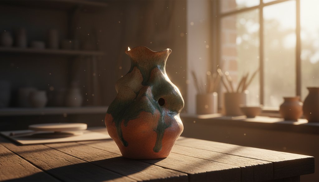 A beautifully composed, dramatically lit photograph showcasing intricate handcrafted ceramic mugs, reflecting the unique essence of Gardenvale artisan product photography, ready for an online store.