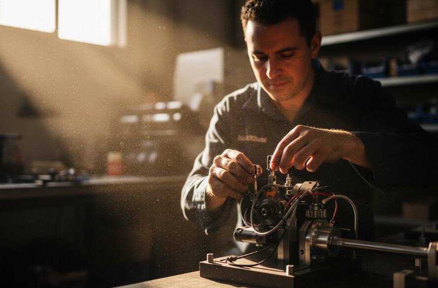 An epic moment captured in Hallam Commercial Photography for Local Business Growth Victoria, featuring a dynamic shot of a local artisan meticulously working on their craft in a modern, well-lit workshop, with strong, dramatic backlighting highlighting the detail and passion, embodying the spirit of local enterprise and quality craftsmanship, professional, color-graded.