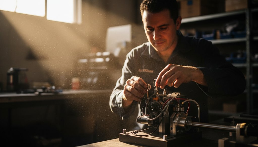An epic moment captured in Hallam Commercial Photography for Local Business Growth Victoria, featuring a dynamic shot of a local artisan meticulously working on their craft in a modern, well-lit workshop, with strong, dramatic backlighting highlighting the detail and passion, embodying the spirit of local enterprise and quality craftsmanship, professional, color-graded.