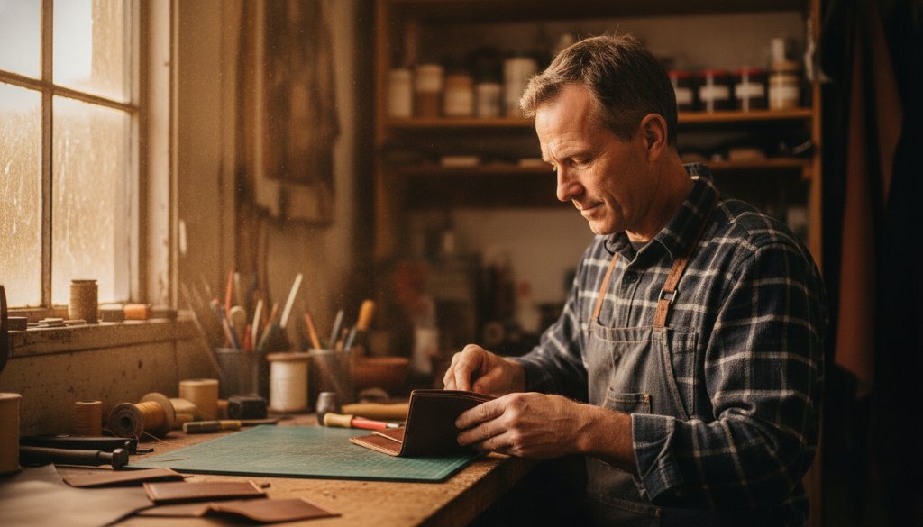 An epic moment captured through Hallam Victoria compelling editorial photography, showing a local artisan passionately crafting a unique piece in their sunlit Hallam workshop, with dramatic side lighting highlighting their focused expression and the intricate details of their work, evoking dedication and artistry.