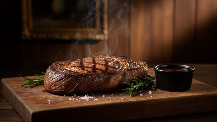 An epic moment of a perfectly styled, steaming gourmet dish from a Hamilton, Victoria restaurant, showcasing the Hamilton Victoria regional food photography secrets with dramatic chiaroscuro lighting and intricate garnishes, ready for a culinary magazine cover.