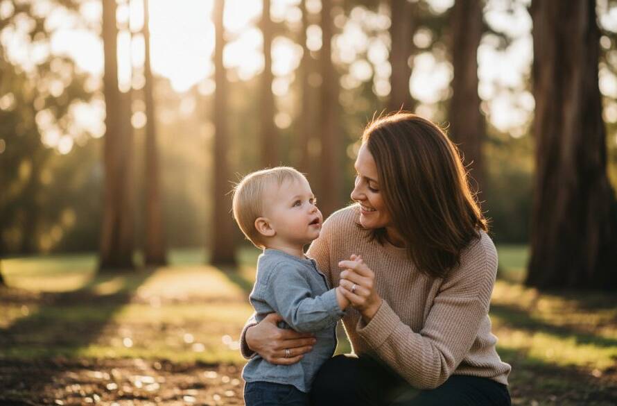 An emotionally resonant fine art portrait capturing an intimate moment in Hampton Park, Victoria, showcasing the timeless quality of fine art photography with soft, dramatic lighting and a serene, natural backdrop.