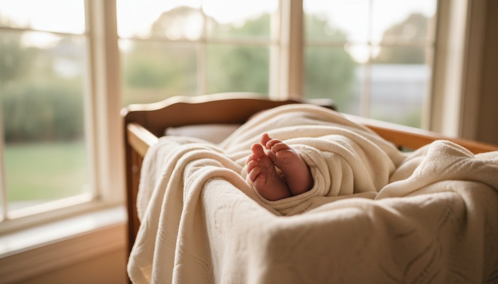 A heartwarming, professional photograph showcasing the delicate fingers of a newborn baby gently grasping an adult's finger, illuminated by soft, golden morning light filtering through a window in a Nunawading home, embodying heartfelt newborn photography Nunawading families.