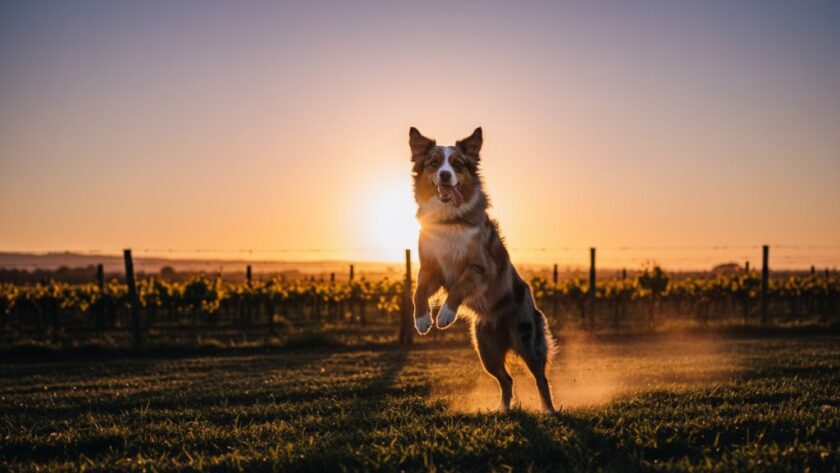 An emotionally powerful photograph capturing a golden retriever and its owner sharing a tender, heartwarming moment at sunset in Irymple's rural landscape, perfectly illustrating heartwarming pet photography Irymple preserving precious memories.