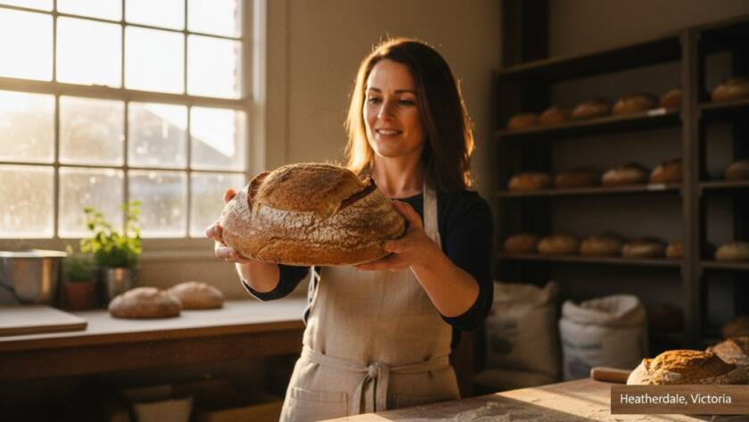 An epic, dramatic shot of a local artisanal coffee roaster in Heatherdale, Victoria, expertly pouring fresh beans, illuminated by a warm, golden backlight, showcasing professional Heatherdale brand visual advertising photography Victoria for their premium product.