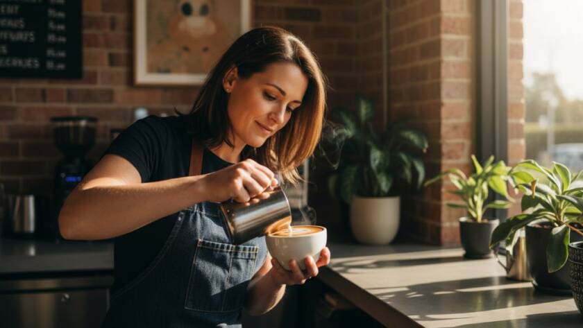 An epic, cinematic shot of a modern artisan in Heatherdale meticulously crafting a unique product, illuminated by dramatic studio light, showcasing the skill and passion of Heatherdale business storytelling photography experts.