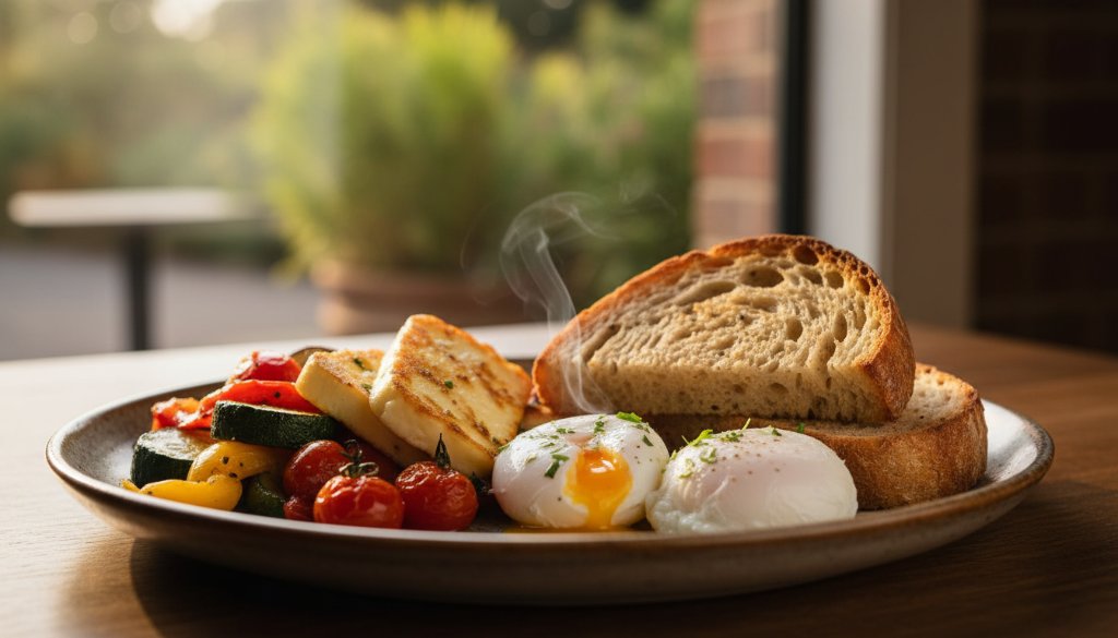 A dramatic close-up of a perfectly plated gourmet dish, steam gently rising, professionally lit in a chic Heathmont café, showcasing expert Heathmont café food photography for local eateries with an epic, mouth-watering appeal.