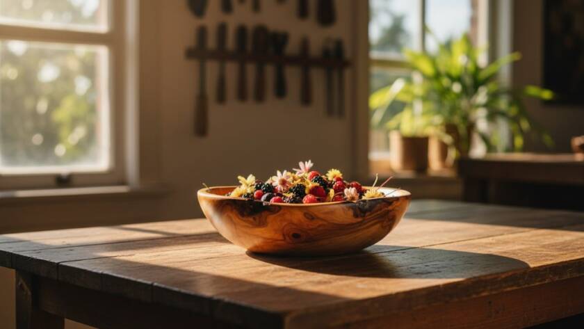 Dramatic close-up photograph of a handcrafted ceramic vase with intricate patterns, expertly lit to highlight its texture, set against a softly blurred background hinting at Heathmont's leafy surrounds, showcasing professional product photography for artisan goods.