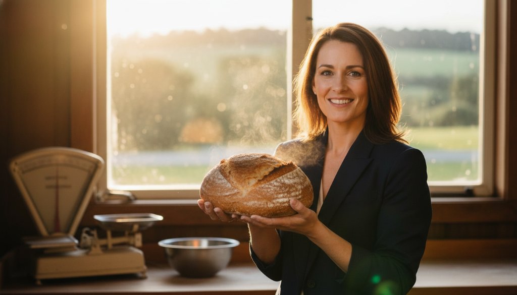 A dynamic portrait of a passionate small business owner in Hepburn Springs, actively engaged in their craft, captured through professional business branding photography.