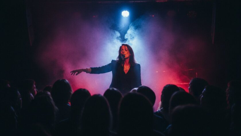 An electrifying close-up shot of a lead guitarist mid-solo on stage at a Herne Hill live music event, captured with dynamic lighting and vibrant energy by Herne Hill Live Music Photography Victoria.