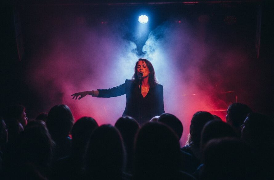 An electrifying close-up shot of a lead guitarist mid-solo on stage at a Herne Hill live music event, captured with dynamic lighting and vibrant energy by Herne Hill Live Music Photography Victoria.