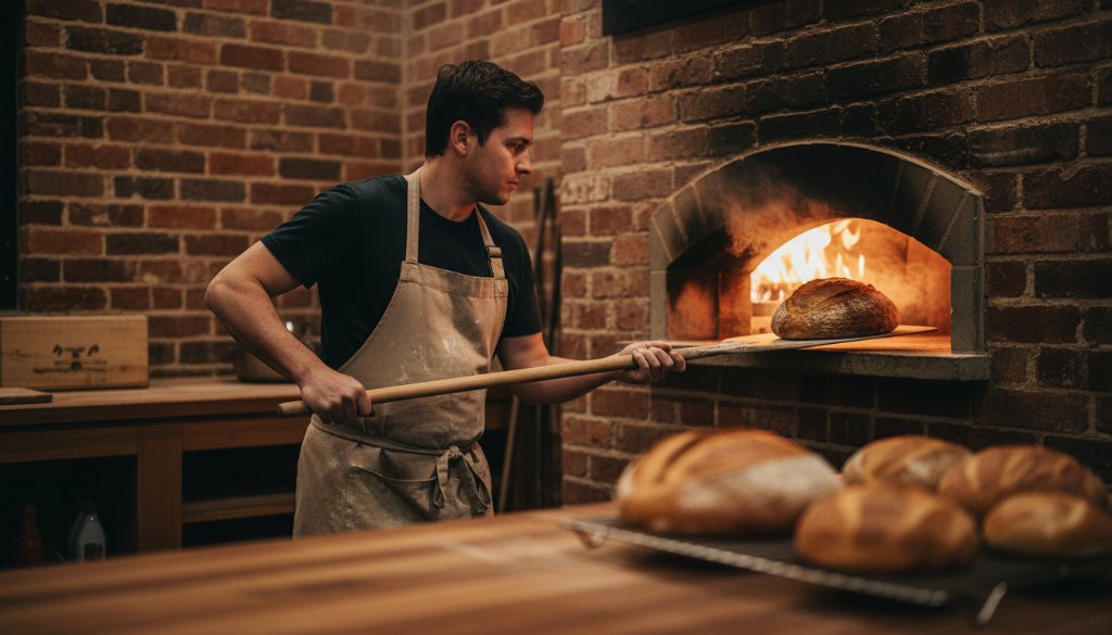 Dynamic wide shot capturing a local cafe owner in Hughesdale, Victoria, presenting a beautifully crafted latte with a genuine smile, surrounded by the warm, inviting ambiance of their establishment, showcasing the essence of Hughesdale small business photography branding Victoria, with soft, natural light highlighting the coffee and the entrepreneur's passion.