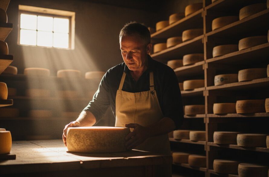 An impactful commercial photography Korumburra businesses can use, showing a bustling local cafe scene with a barista expertly crafting coffee, illuminated by warm, dramatic morning light, capturing the essence of local commerce.