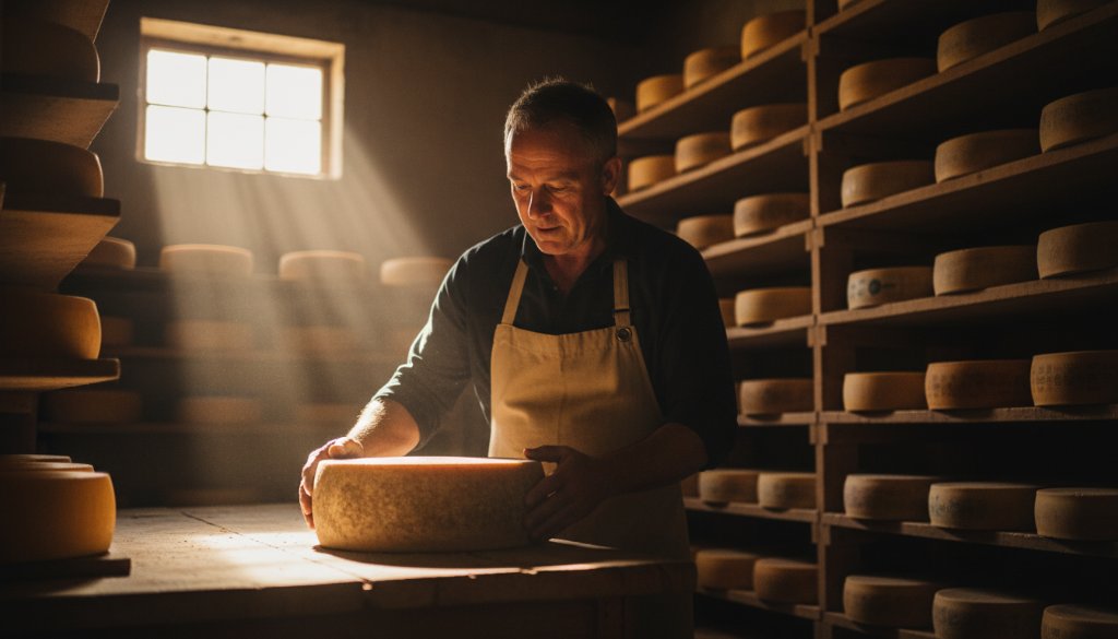 An impactful commercial photography Korumburra businesses can use, showing a bustling local cafe scene with a barista expertly crafting coffee, illuminated by warm, dramatic morning light, capturing the essence of local commerce.