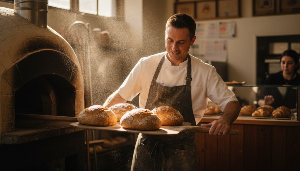 An epic moment captured in Springvale South, showcasing the vibrant essence of local commerce with Impactful Commercial Photography Springvale South Businesses. A dynamic shot of a local barista skillfully preparing a latte, with warm, dramatic lighting illuminating the steam and the coffee art, reflecting a bustling cafe interior. The composition is close-up, focusing on the action, with blurred patrons in the background.