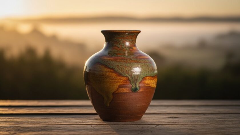 An epic, dramatically lit shot showcasing a handcrafted ceramic bowl, captured with impactful product photography Waurn Ponds local brands style, against a blurred backdrop evoking the natural beauty of Waurn Ponds' landscape, with professional colour grading emphasizing its texture and form.