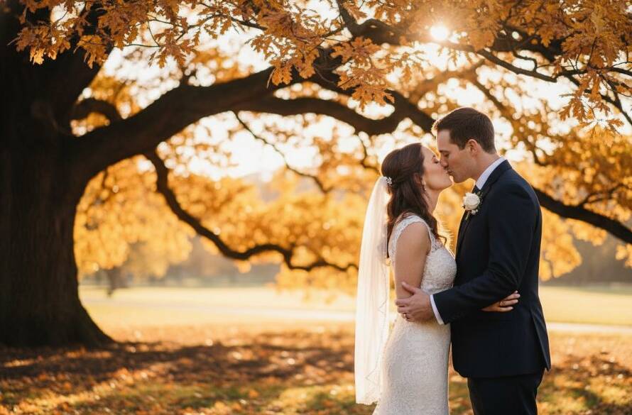 A newlywed couple shares an intimate, joyful laugh under warm sunset light amidst blooming jacaranda trees in a Carnegie park, expertly captured for Intimate Wedding Photography Carnegie Victoria.