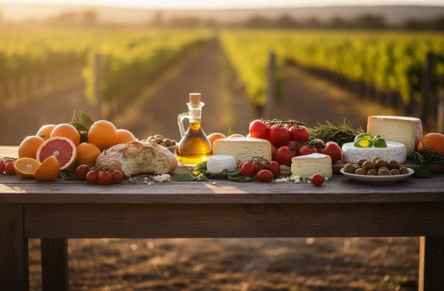 Dramatic, close-up photograph showcasing freshly baked sourdough bread from Irymple, artfully arranged on a rustic wooden board with local olive oil and herbs, bathed in golden hour light, perfect for Irymple regional produce food photography portfolios.