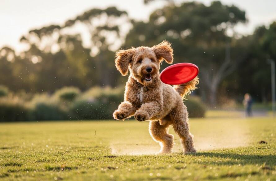 A golden retriever joyfully leaping through a sun-drenched field in Scoresby, Victoria, its fur glowing, capturing an epic moment of pure happiness through joyful pet photography Scoresby Victoria.