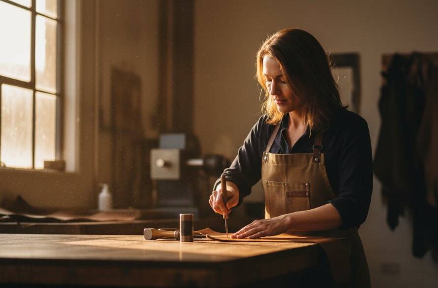 An epic, dramatically lit shot of a local business owner proudly showcasing their product in a modern Keysborough industrial setting, embodying Keysborough Business Branding Photography for Local Success with vibrant colours and dynamic composition.